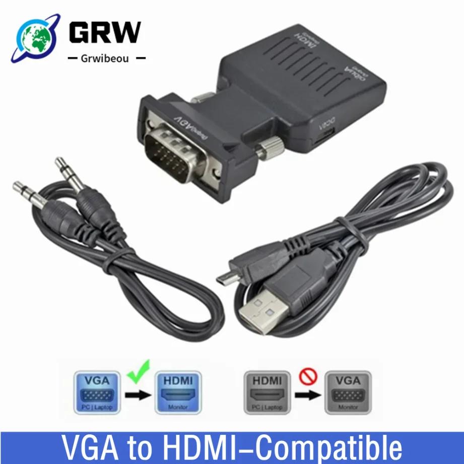 Grwibeou 1080P VGA HDMI ȣȯ  , 3.5mm  ̺ , PC Ʈ Ϳ - 